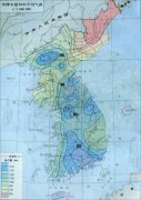 朝鲜半岛年降水量和年平均气温分布图