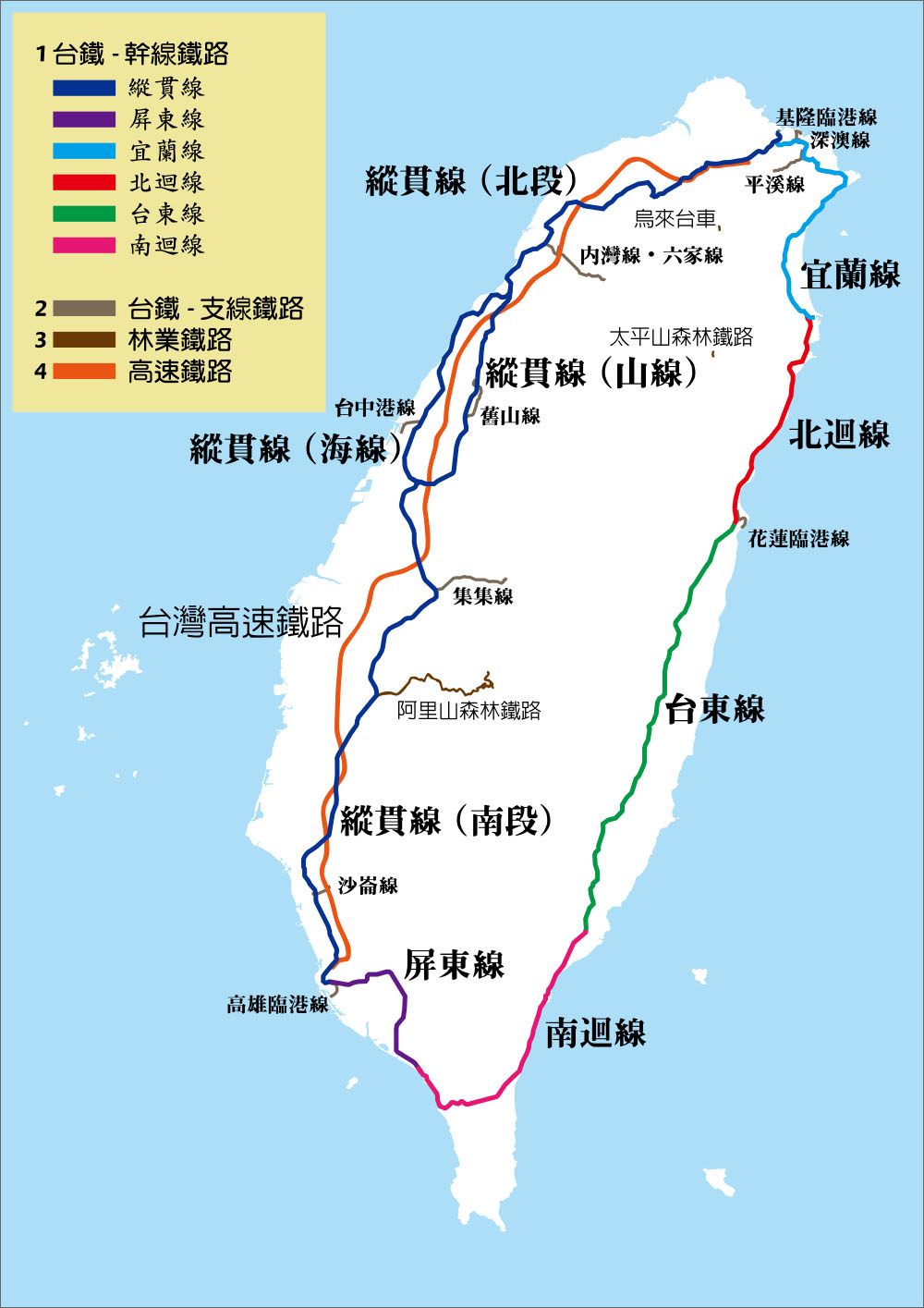 台湾铁路路线图