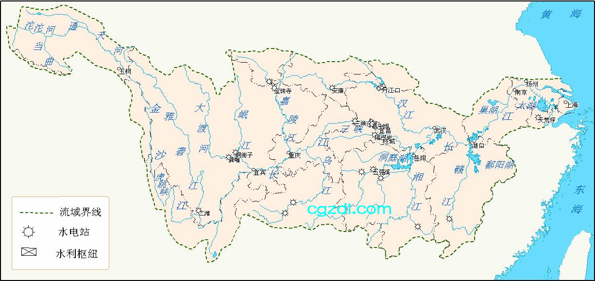 高清长江流域水系图大图