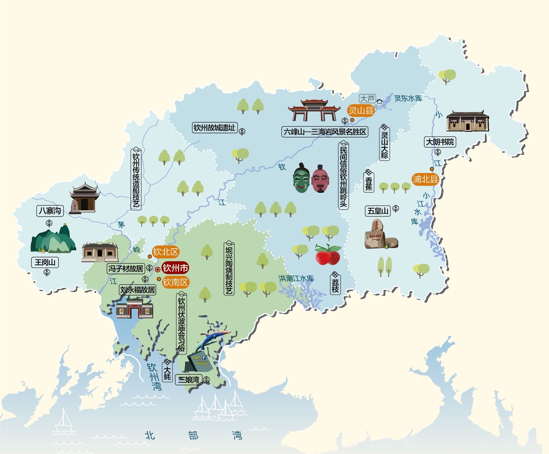 广西钦州市旅游地图高清版